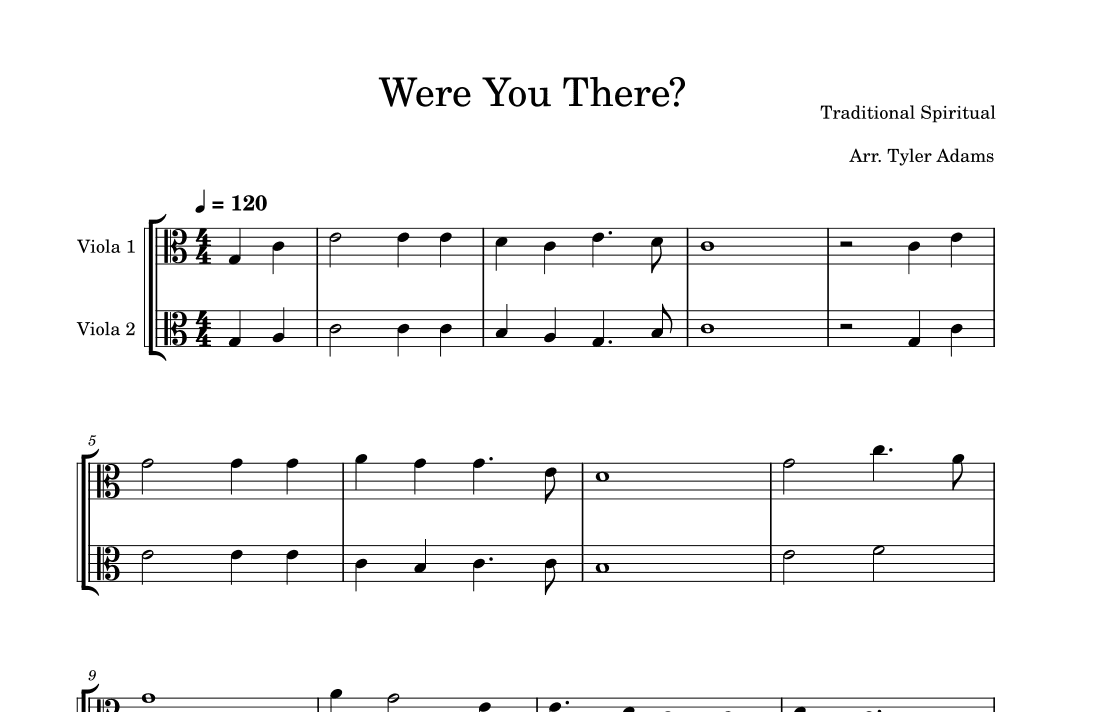 Were You There? (Easy Viola Duet) (arr. Tyler Adams)