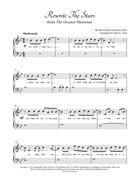 Rewrite The Stars (arr. Julie A Lind)