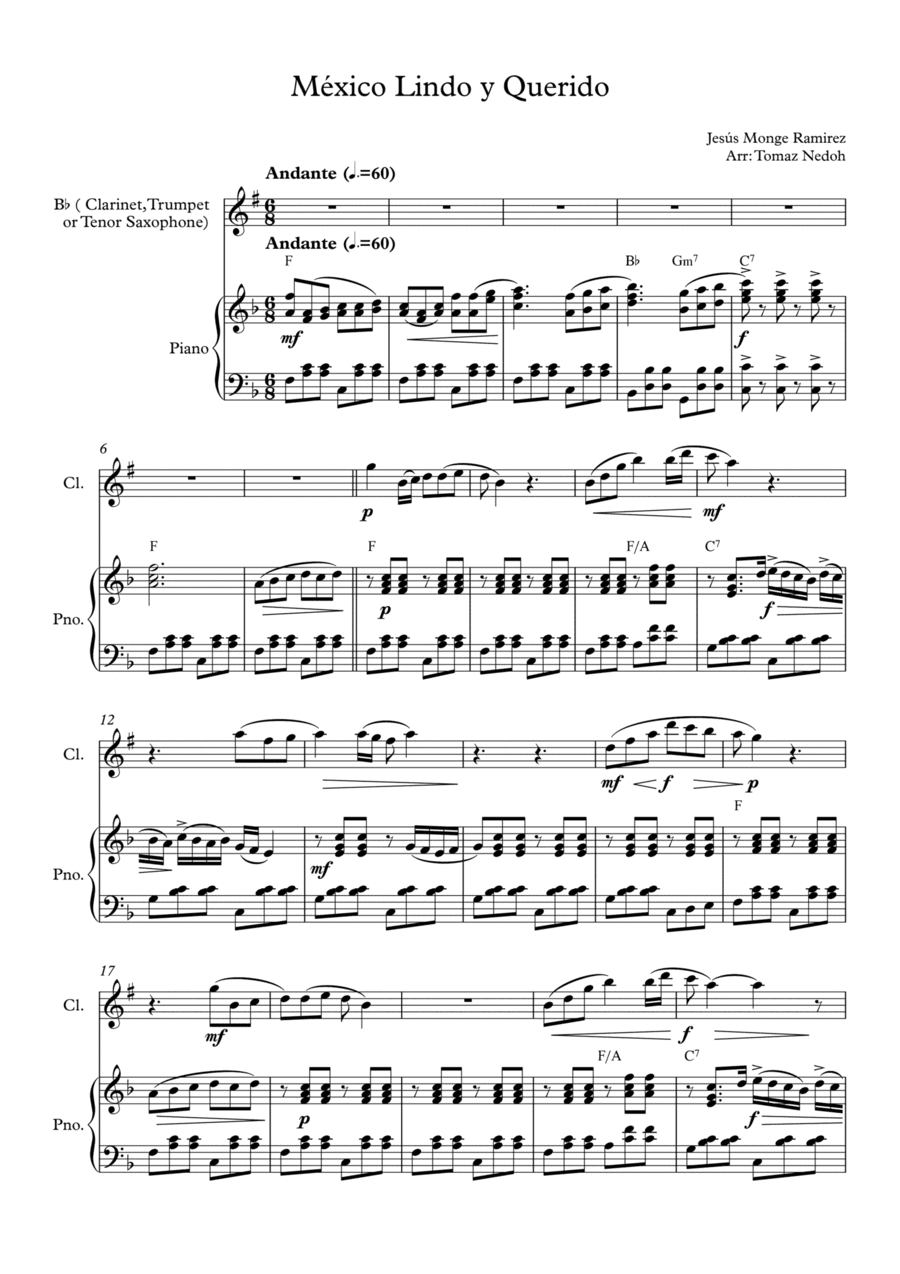 Mexico Lindo Y Bandido (arr. Tomaz Nedoh)