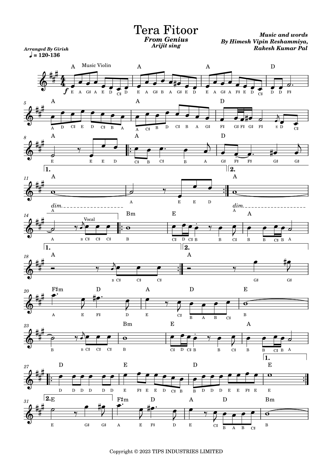Tera Fitoor (arr. Girish Kataria)