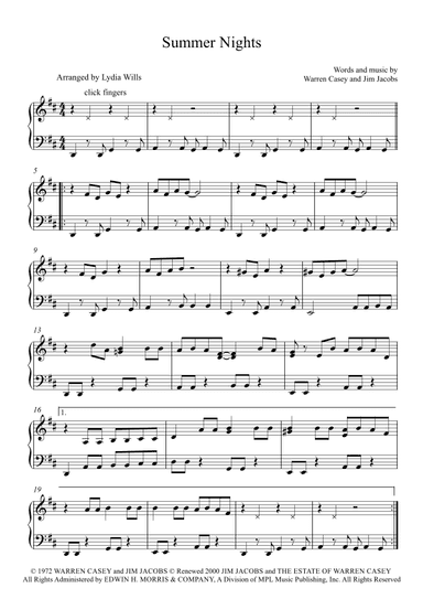Summer Nights (arr. Lydia Wills)