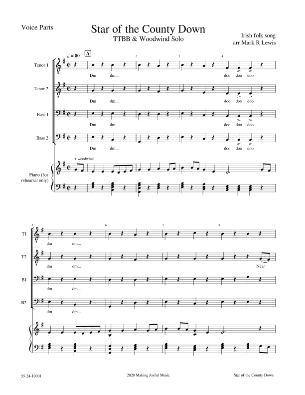 Star of the County Down - TTBB Ensemble (arr. Mark R Lewis)