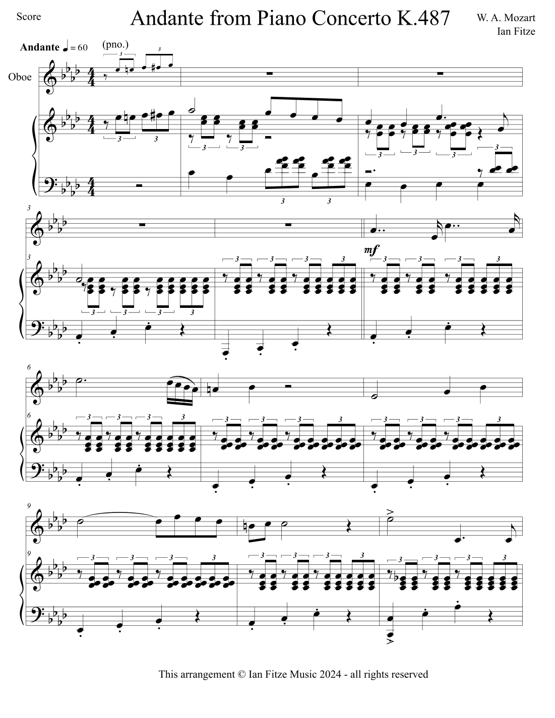Andante from Piano Concerto K. 487 (arr. Ian Fitze)
