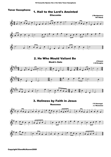 16 Favourite Hymns Vol.2 for solo Tenor Saxophone (arr. David McKeown)