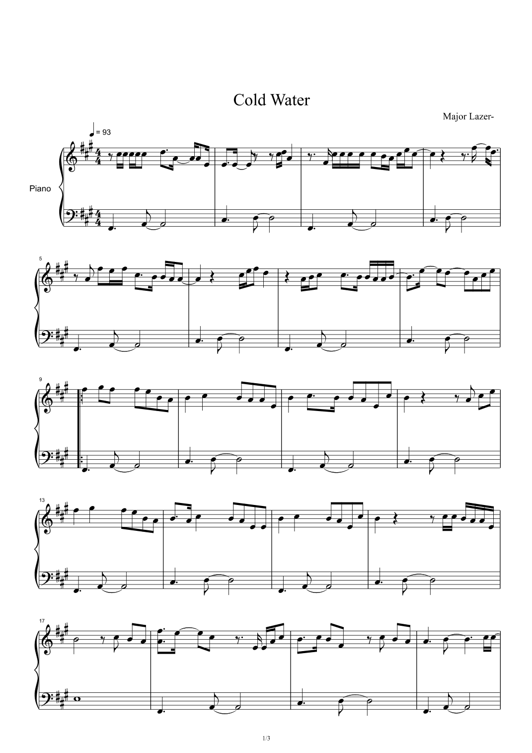 Cold Water (arr. Major Lazer feat. Justin Bieber and MØ)