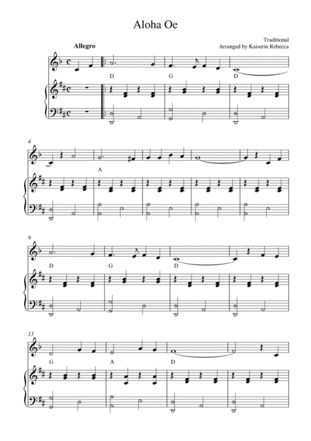 Aloha Oe (arr. Kaiserin Rebecca)