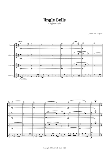 Jingle Bells in Different Styles for Flute Quartet (arr. Ander)