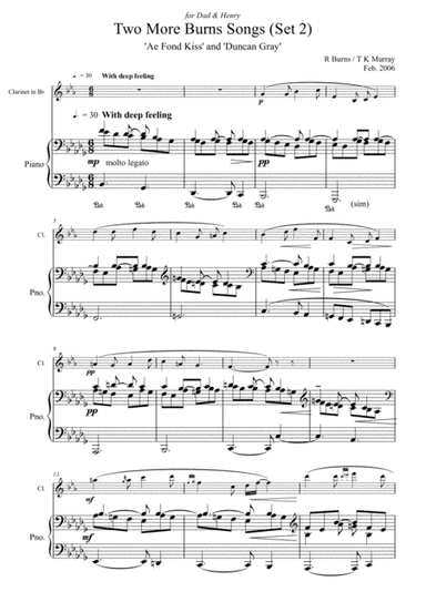 Burns Songs - Set 2 - Clarinet & Piano - TK Murray
