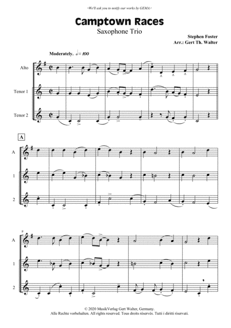 Camptown Races (arr. Gert Th. Walter)