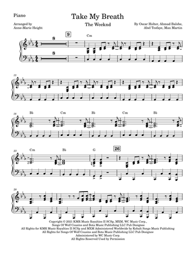 Take My Breath (arr. Anne-Marie Height)