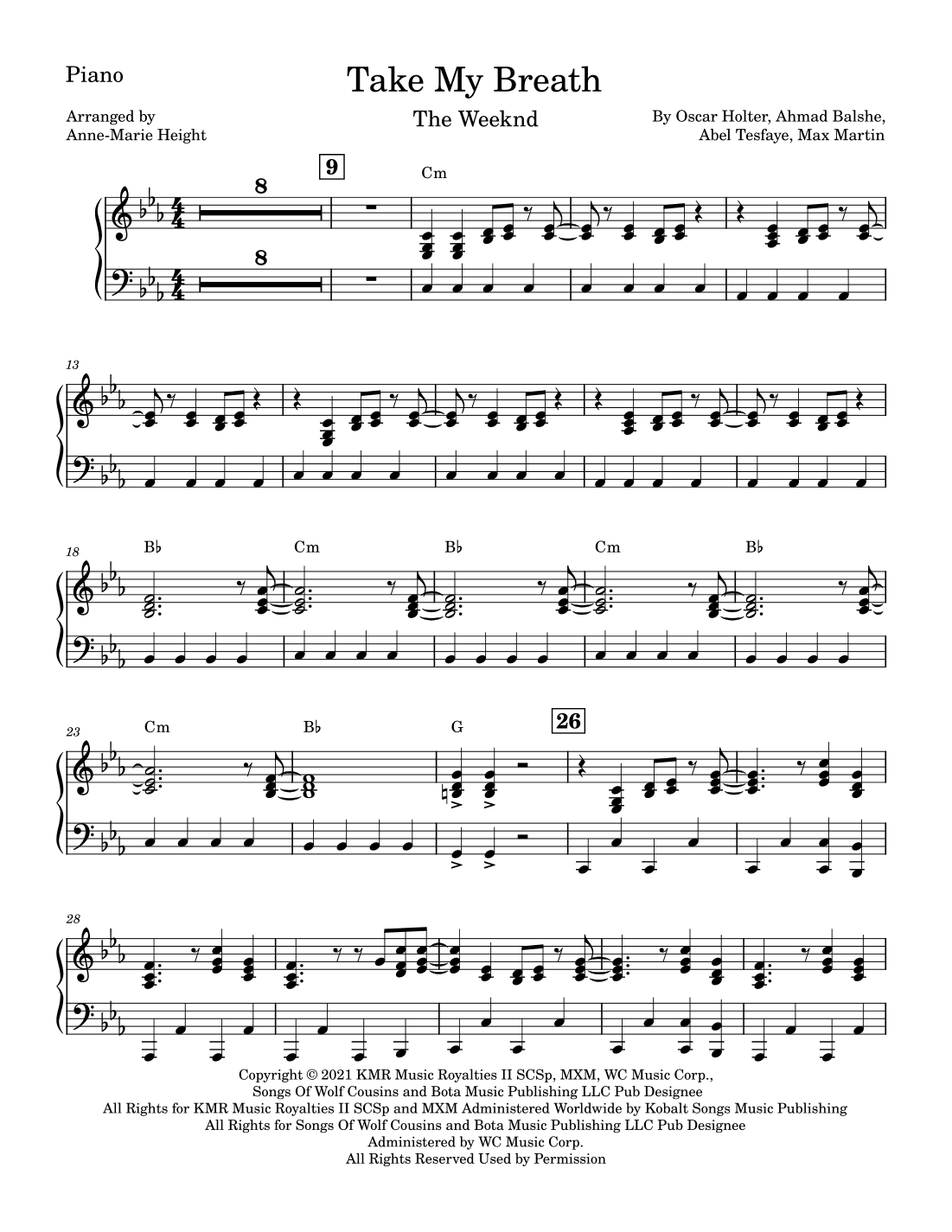 Take My Breath (arr. Anne-Marie Height)