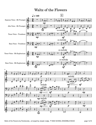 Waltz Of The Flowers by Tchaikovsky for Brass Quartet in Schools (arr. Joseph Judge)