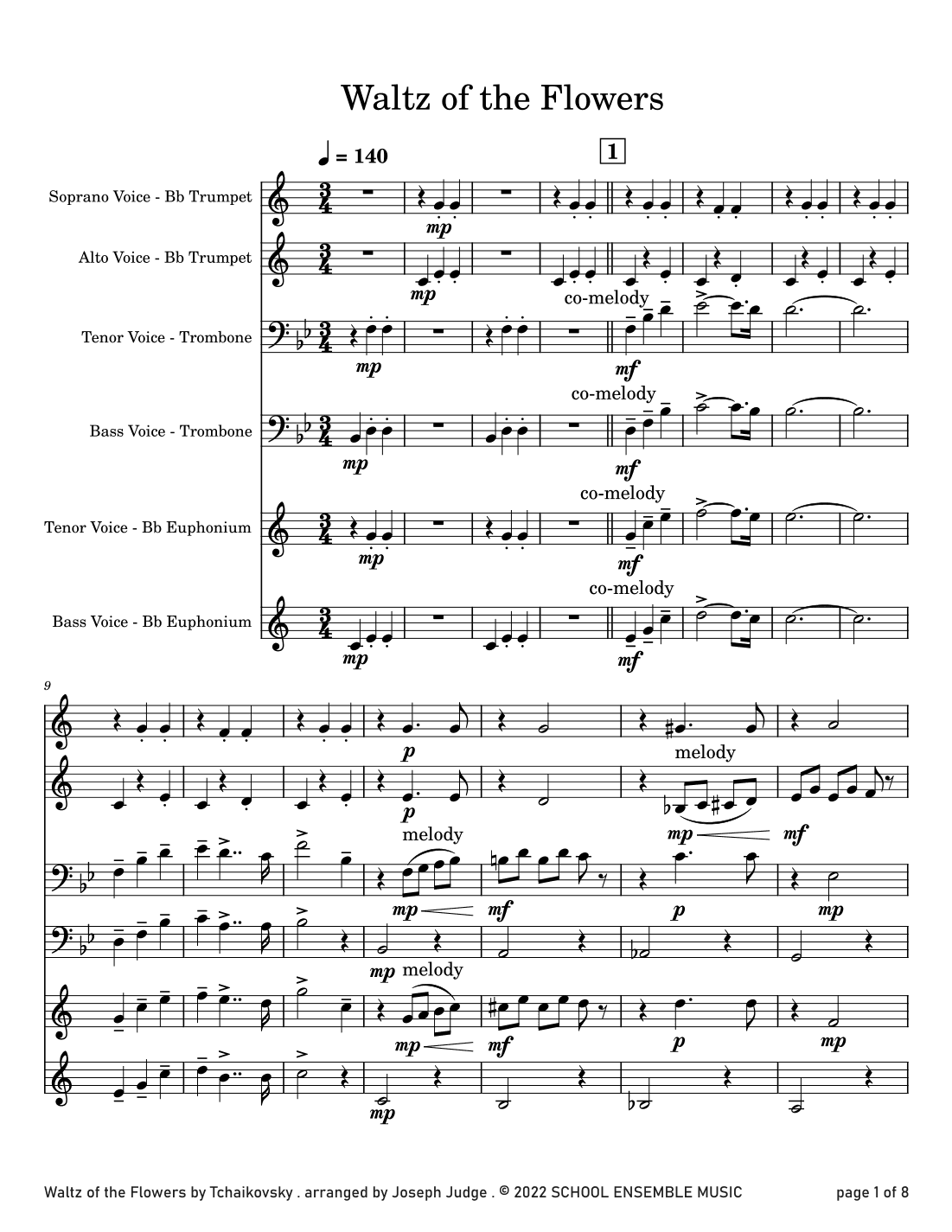 Waltz Of The Flowers by Tchaikovsky for Brass Quartet in Schools (arr. Joseph Judge)