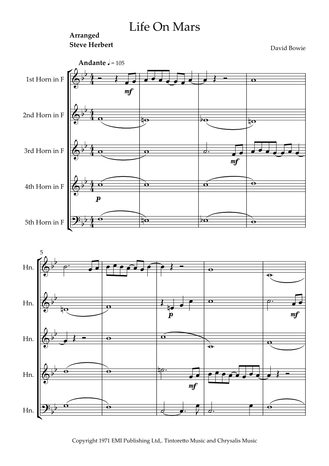 Life On Mars (arr. Steve Herbert)