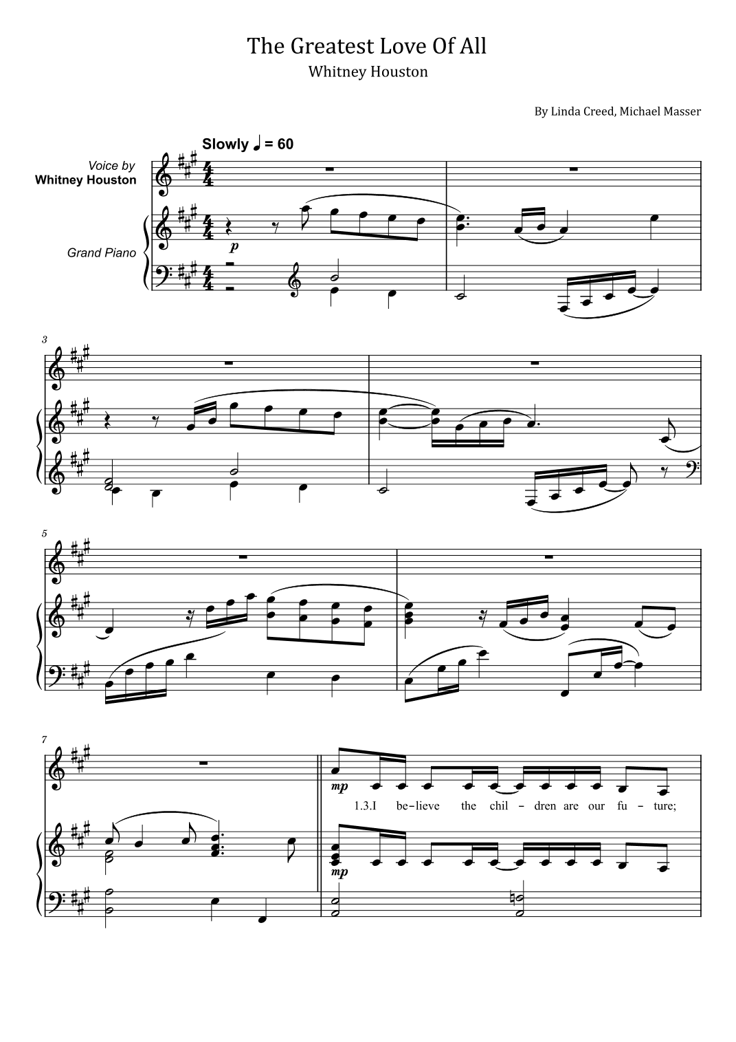 The Greatest Love Of All (arr. poon)