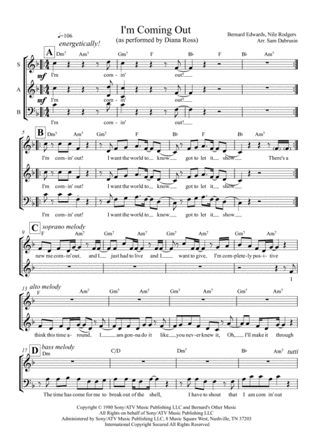 I'm Coming Out (arr. Sam Dabrusin)