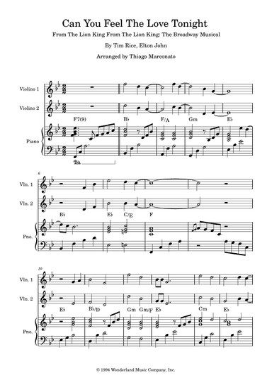 Can You Feel The Love Tonight (arr. Thiago Marconato)