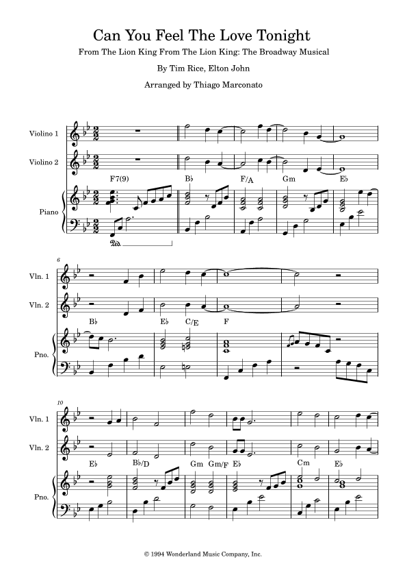 Can You Feel The Love Tonight (arr. Thiago Marconato)