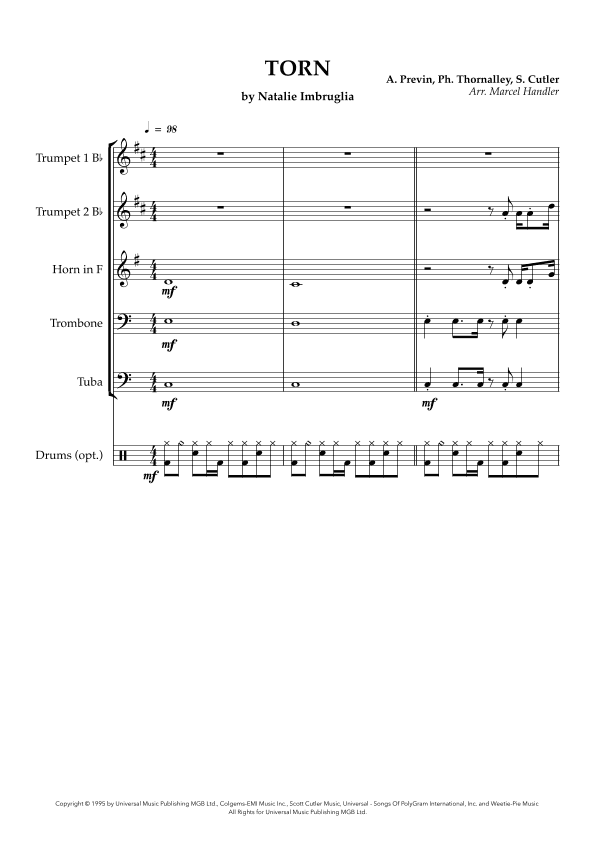 Torn (arr. Marcel Handler)