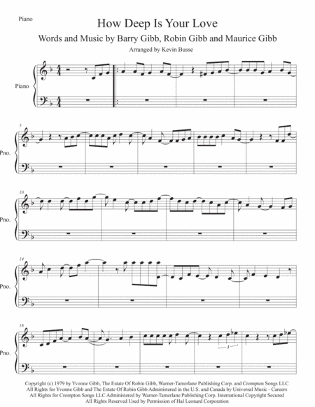 How Deep Is Your Love  from the Motion Picture SATURDAY NIGHT FEVER (arr. Kevin Busse)