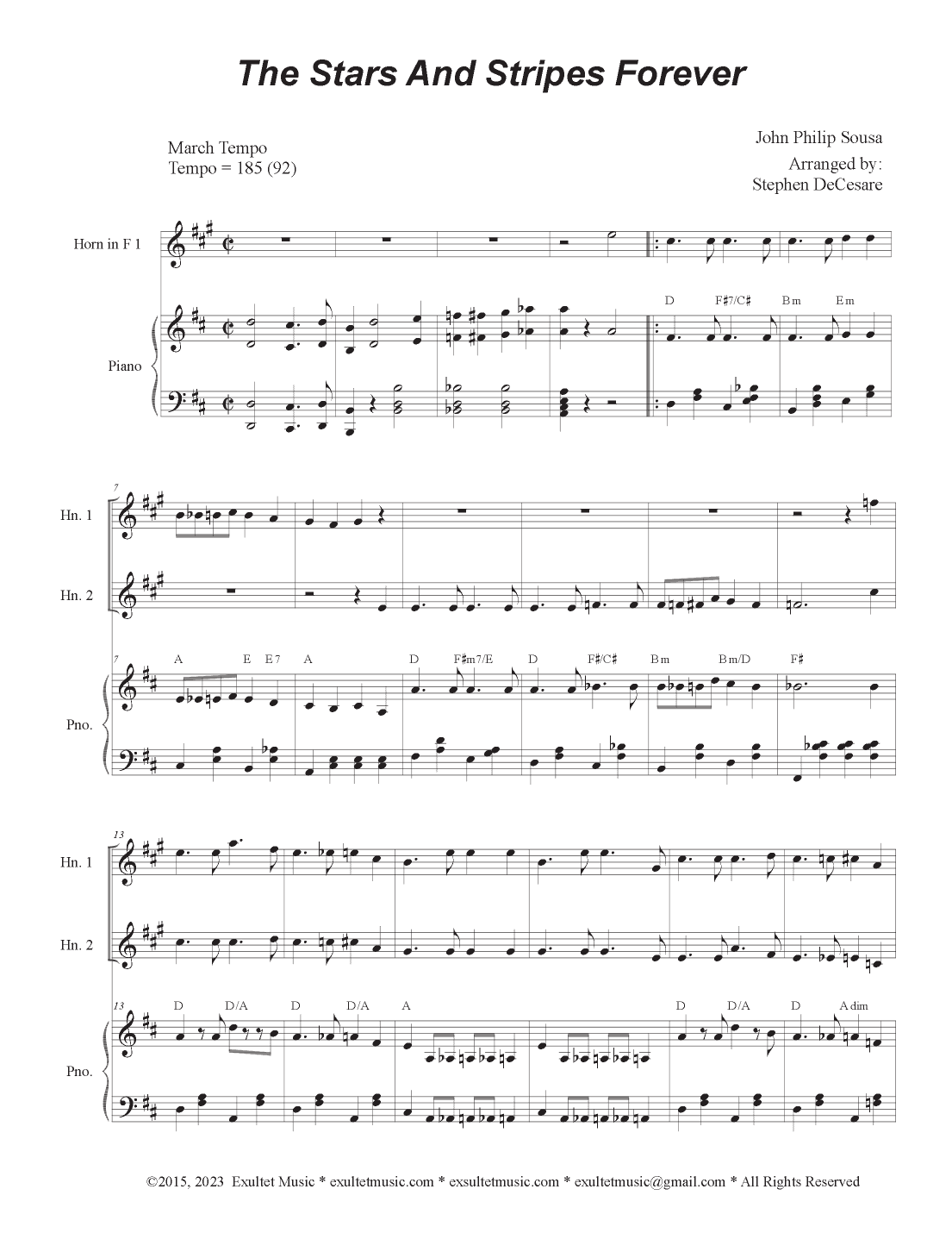 The Stars and Stripes Forever (French Horn Duet) (arr. Stephen DeCesare)
