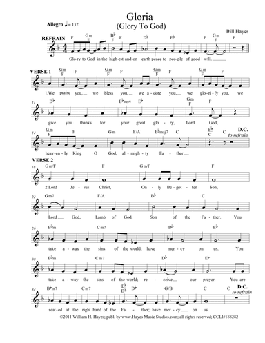 Gloria - (Mass of the Holy Spirit) leadsheet