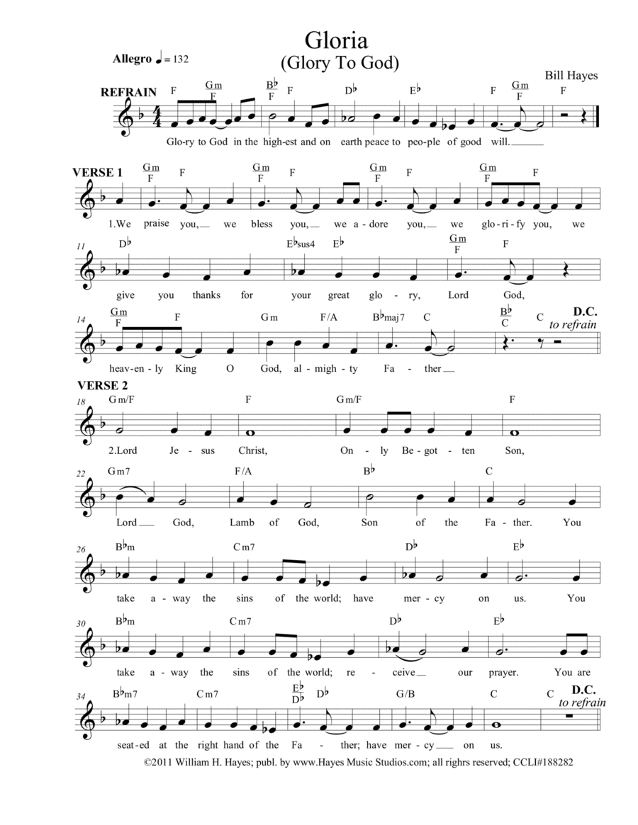 Gloria - (Mass of the Holy Spirit) leadsheet