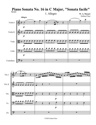 Sonata facile for String Orchestra (arr. Joshua Choe)