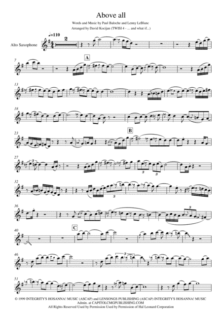 Above All (arr. David Kocijan)