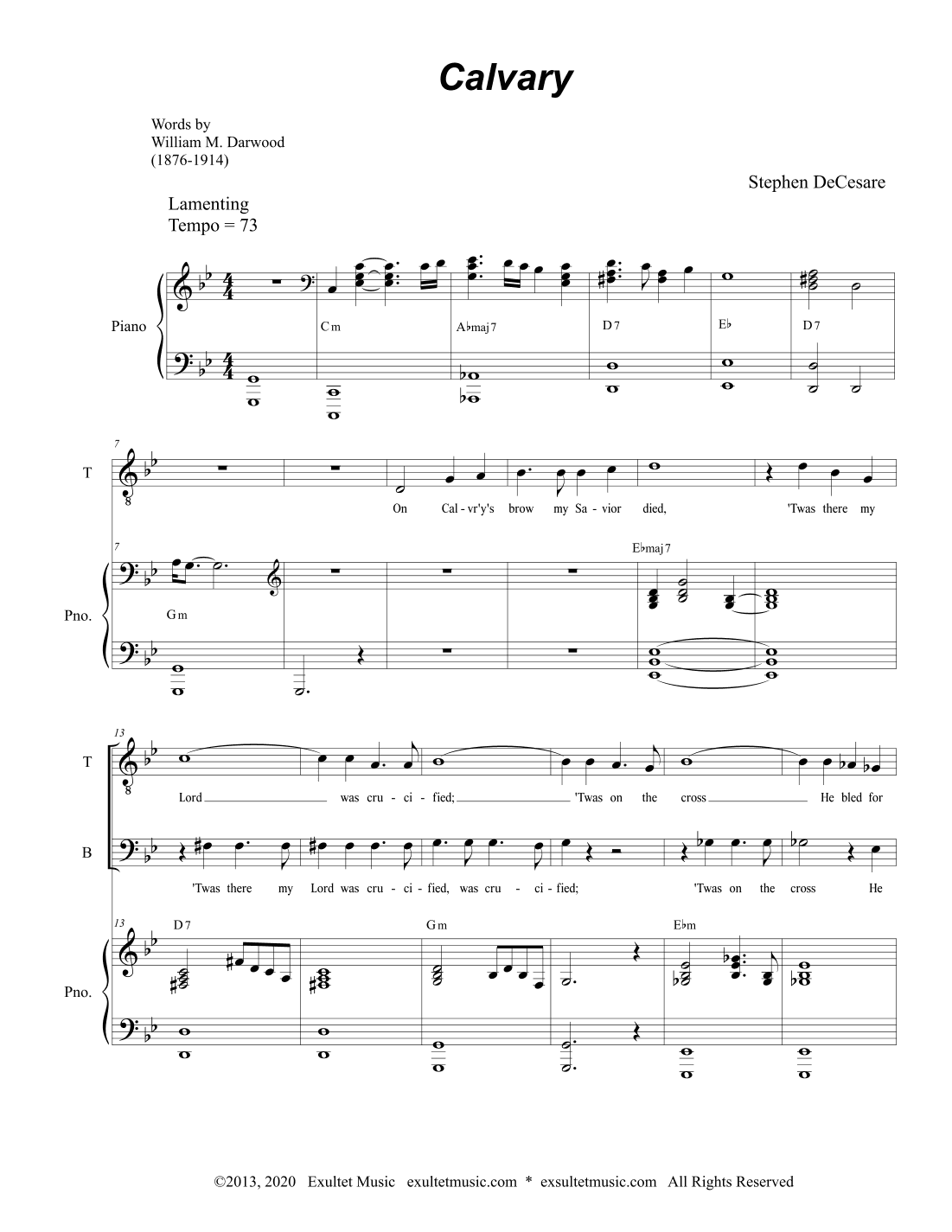 Calvary (Duet for Tenor and Bass Solo)