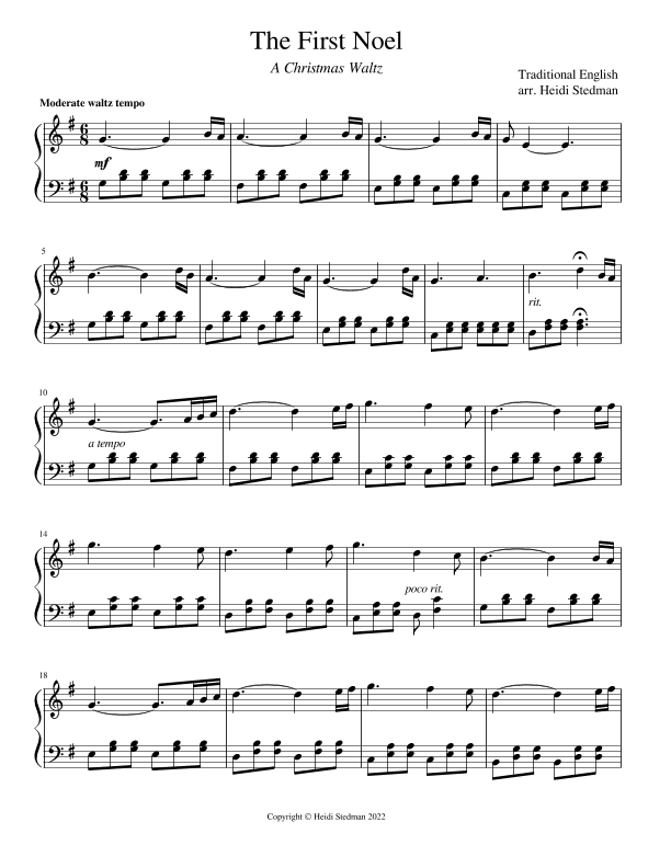 The First Noel - A Christmas Waltz (arr. Heidi Stedman)