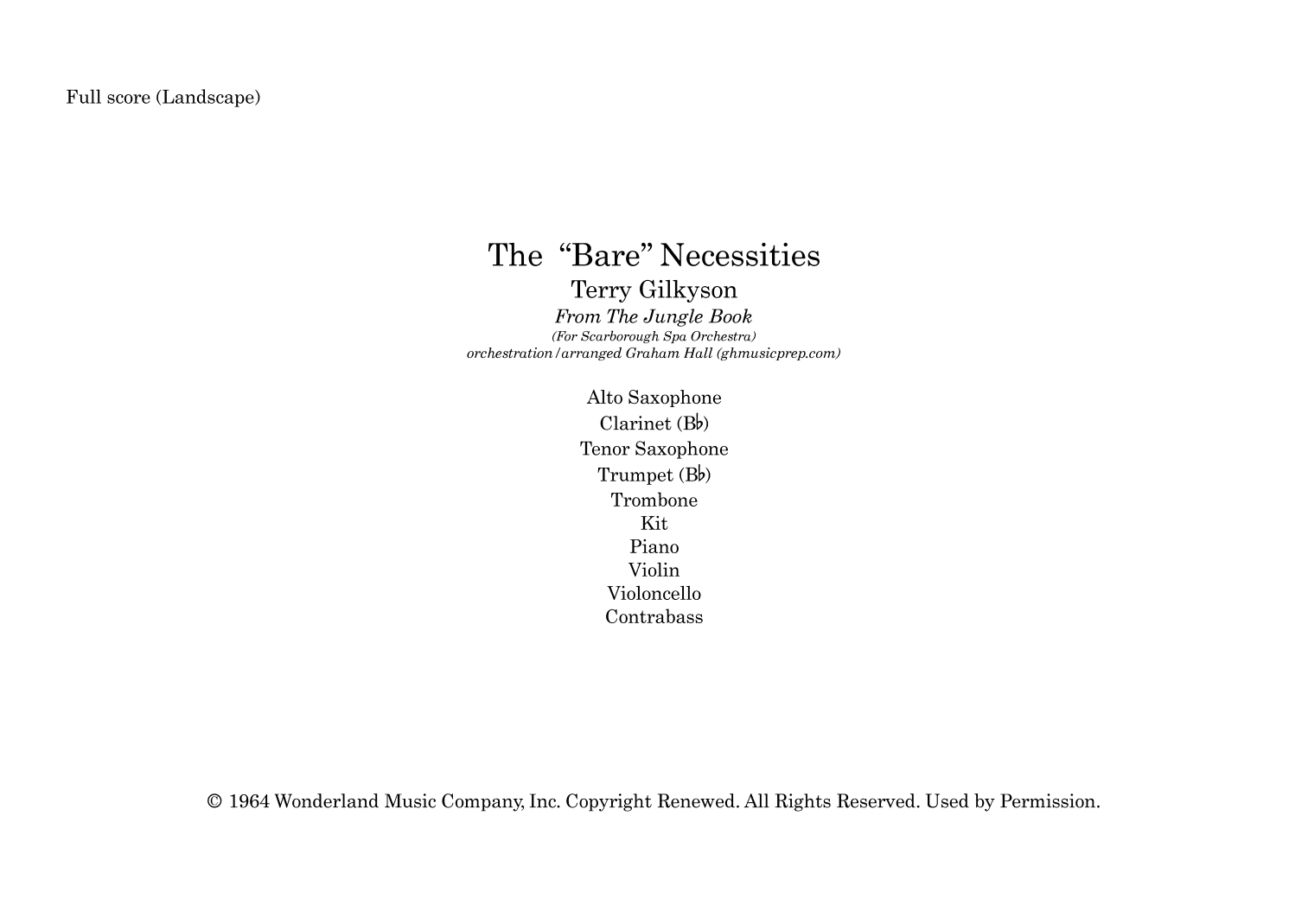 The Bare Necessities (arr. Graham Hall (ghmusicprep.com))
