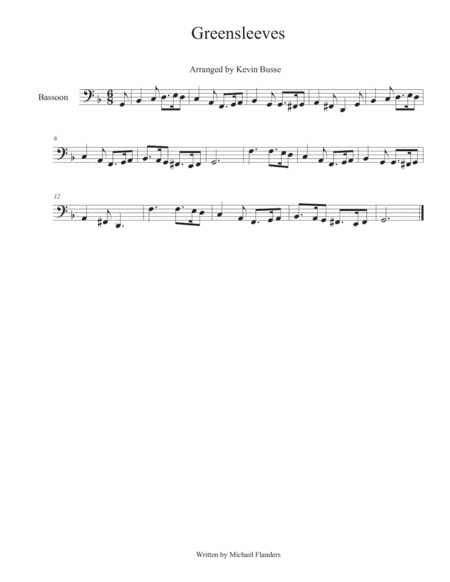 Greensleeves - Bassoon (arr. Kevin Busse)