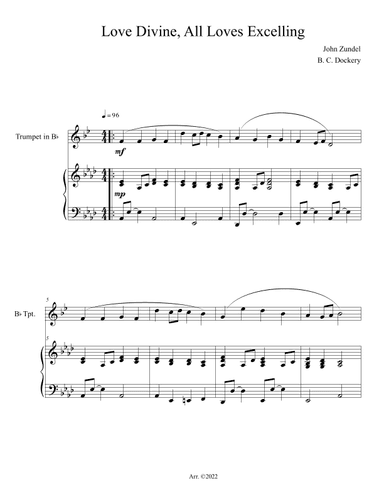 Love Divine, All Loves Excelling (Trumpet Solo with Piano Accompaniment) (arr. B. C. Dockery)