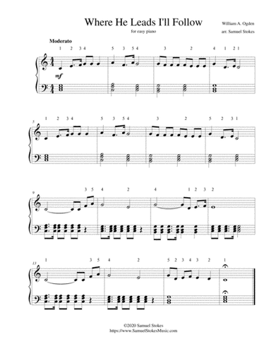 Where He Leads I'll Follow - for easy piano (arr. Samuel Stokes)