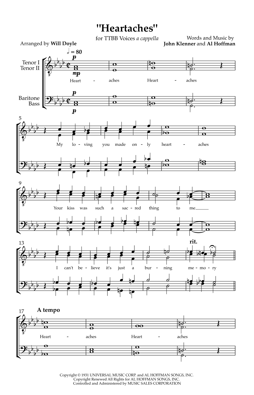 Heartaches (arr. Will Doyle)