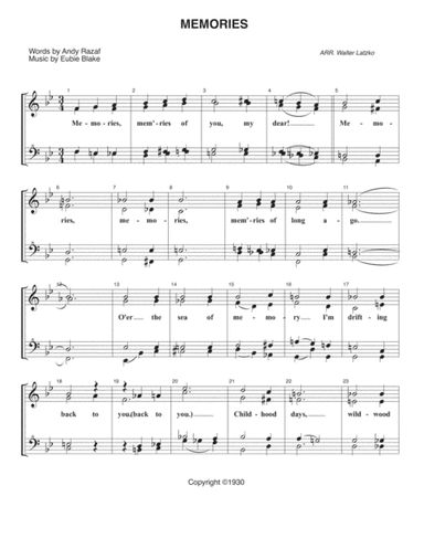 MEMORIES #1 (Chordettes) (arr. Walter Latzko)