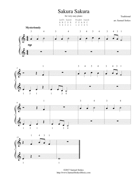 Sakura Sakura - for very easy piano (arr. Samuel Stokes)