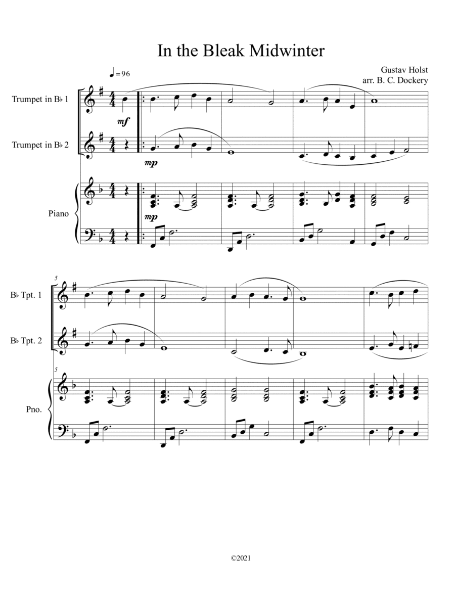 In the Bleak Midwinter (Trumpet Duet with Piano Accompaniment) (arr. B. C. Dockery)