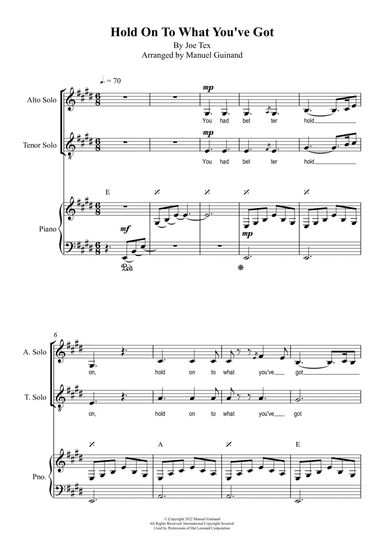 Hold What You've Got (arr. Manuel Guinand)
