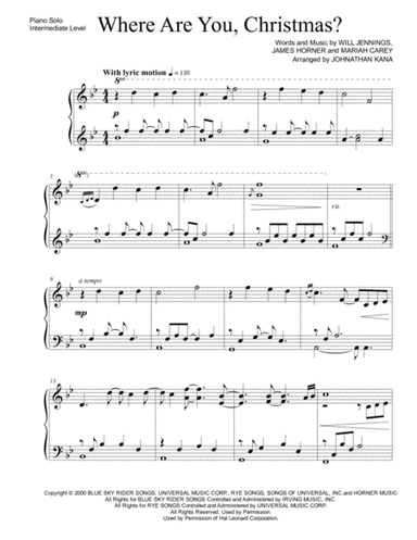Where Are You Christmas? (arr. Johnathan Kana)