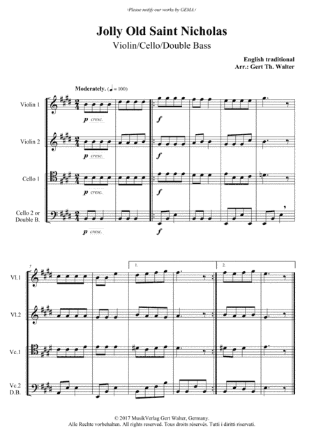 Jolly Old Saint Nicholas (arr. Gert Th. Walter)