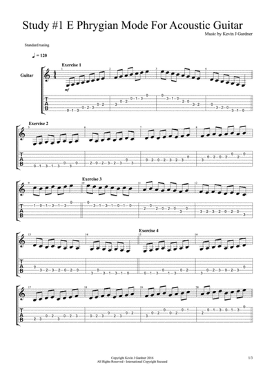 Study #1 E Phrygian Mode For Acoustic Guitar