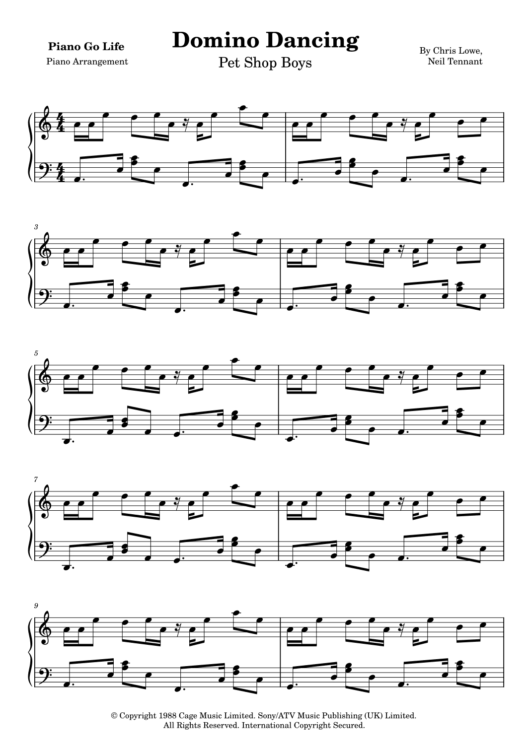 Domino Dancing (arr. Piano Go Life)