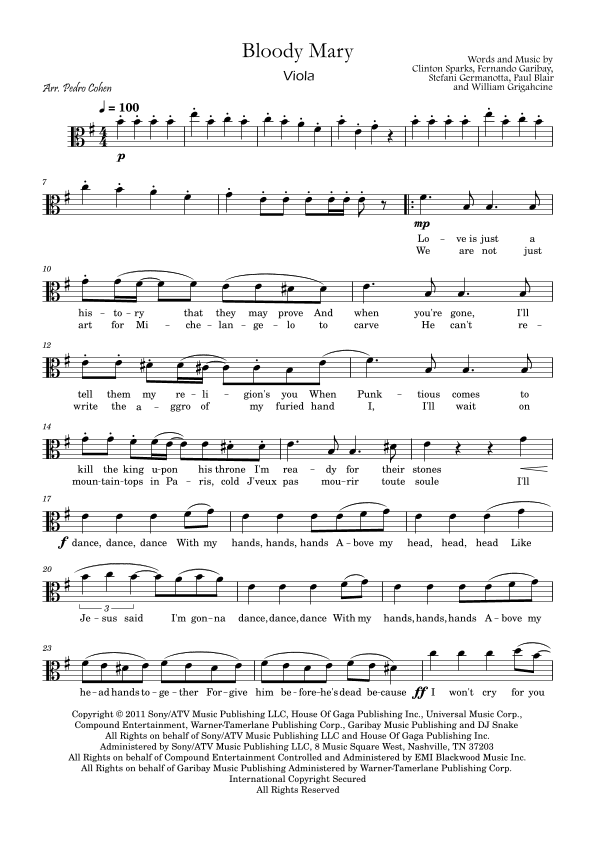 Bloody Mary (arr. Pedro Cohen)
