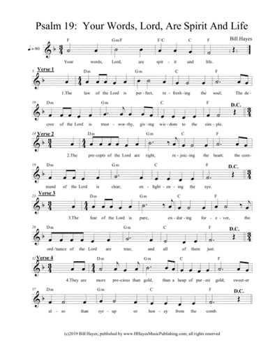 Psalm 19:  Your words, Lord, Are Spirit And Life