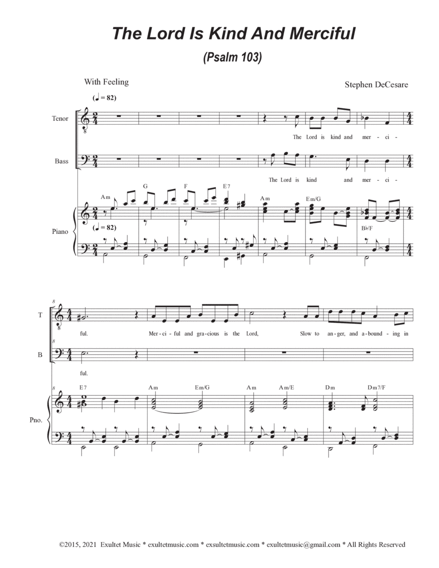 The Lord Is Kind And Merciful (Psalm 103) (2-part choir - (TB)