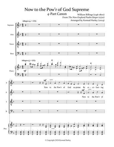 Now to the Pow'r of God Supreme (4-Part Canon) (arr. Konrad Harley)
