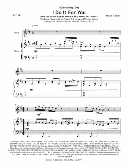 (Everything I Do) I Do It For You (arr. James M. Guthrie, ASCAP)