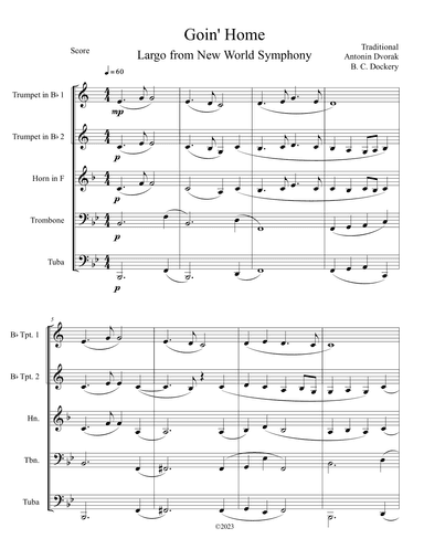 Goin' Home - Largo from New World Symphony (Brass Quintet) (arr. B. C. Dockery)